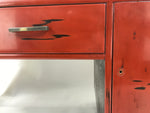Japanese Lacquered Wooden Floor Desk Vtg Low Table 2 Drawers Cabinet Red T408