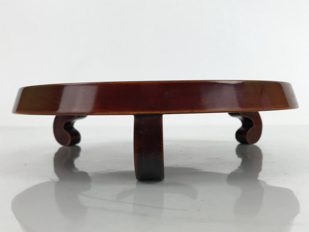 Japanese Lacquered Wooden Flower Vase Stand Round Shunkei Kadai Ikebana WT529
