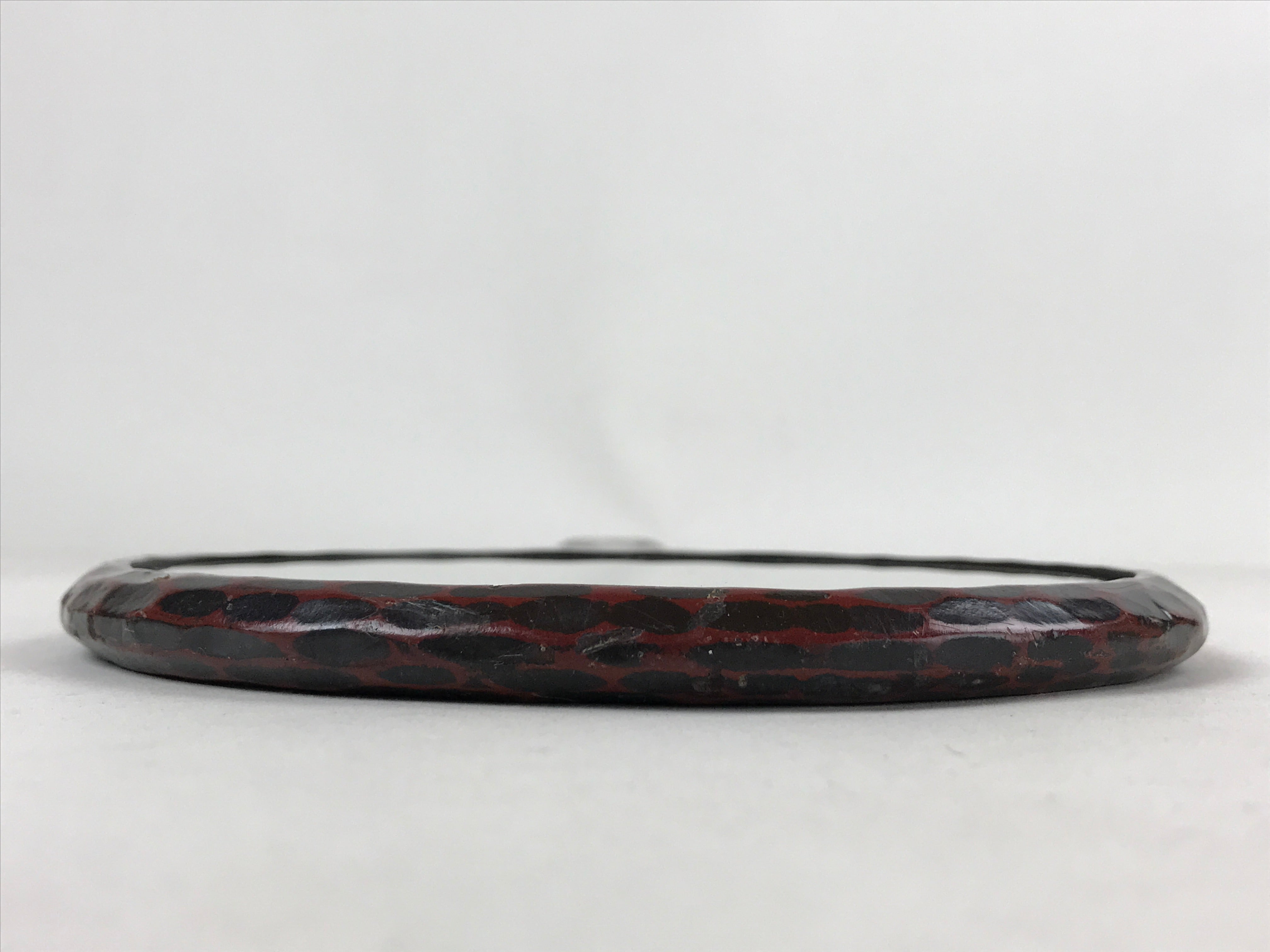 Japanese Lacquered Wooden Hand Mirror Tekagami Vtg Kamakurabori Peony L101