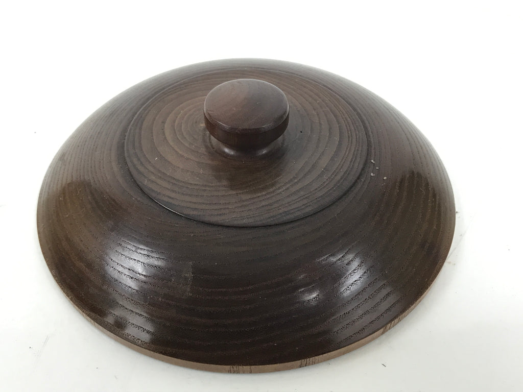 Japanese Lacquered Wooden Kashiki Snack Bowl Vtg Kashibachi Brown Grain L521