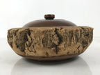 Japanese Lacquered Wooden Kashiki Snack Bowl Vtg Kashibachi Brown Grain L521