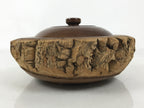 Japanese Lacquered Wooden Kashiki Snack Bowl Vtg Kashibachi Brown Grain L521