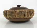 Japanese Lacquered Wooden Kashiki Snack Bowl Vtg Kashibachi Brown Grain L521