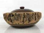 Japanese Lacquered Wooden Kashiki Snack Bowl Vtg Kashibachi Brown Grain L521