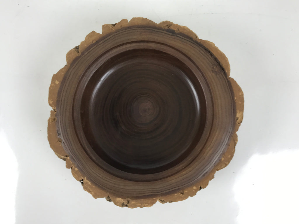 Japanese Lacquered Wooden Kashiki Snack Bowl Vtg Kashibachi Brown Grain L521