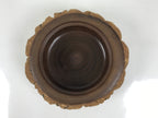 Japanese Lacquered Wooden Kashiki Snack Bowl Vtg Kashibachi Brown Grain L521