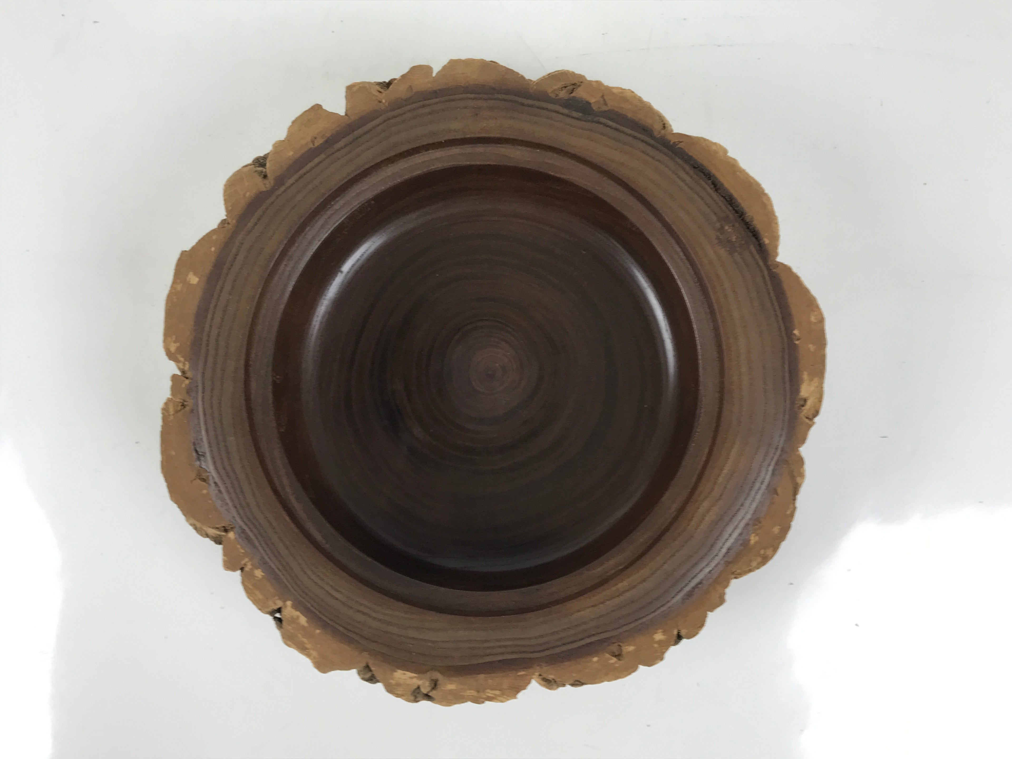 Japanese Lacquered Wooden Kashiki Snack Bowl Vtg Kashibachi Brown Grain L521