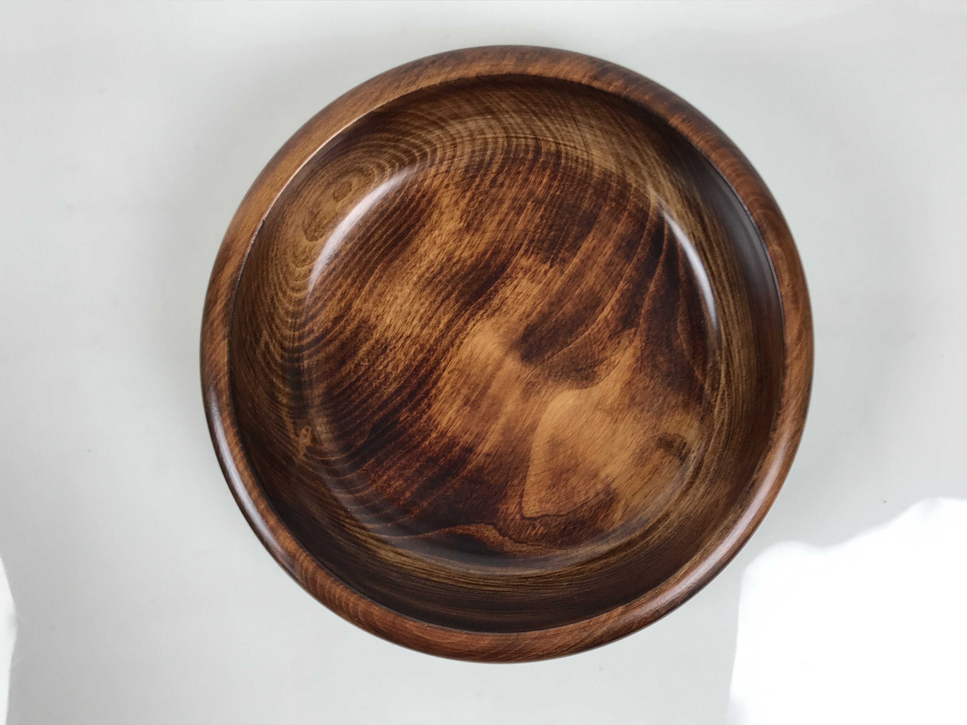 Japanese Lacquered Wooden Kashiki Snack Bowl Vtg Kashibachi Brown Grain LWB181
