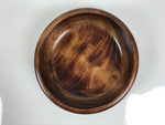 Japanese Lacquered Wooden Kashiki Snack Bowl Vtg Kashibachi Brown Grain LWB181