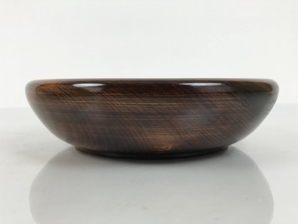 Japanese Lacquered Wooden Kashiki Snack Bowl Vtg Kashibachi Brown Grain LWB181