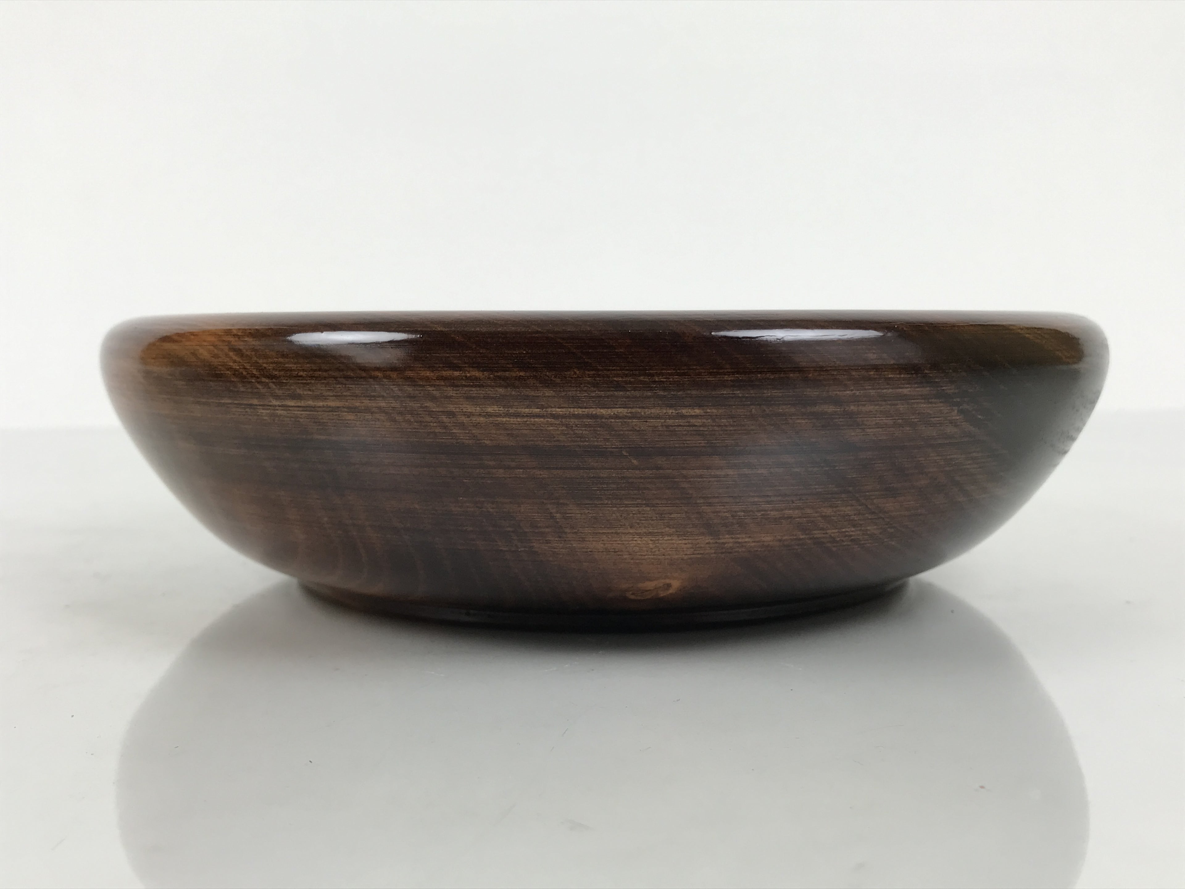 Japanese Lacquered Wooden Kashiki Snack Bowl Vtg Kashibachi Brown Grain LWB181