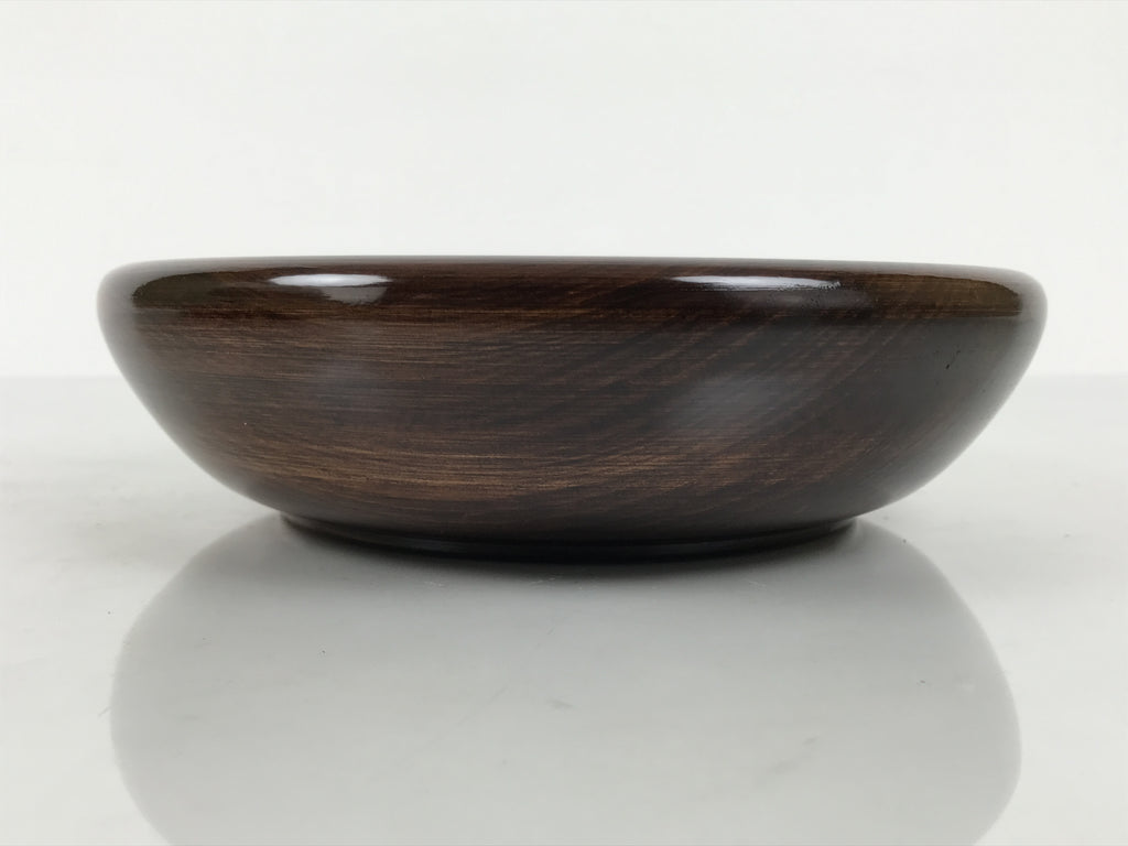 Japanese Lacquered Wooden Kashiki Snack Bowl Vtg Kashibachi Brown Grain LWB181