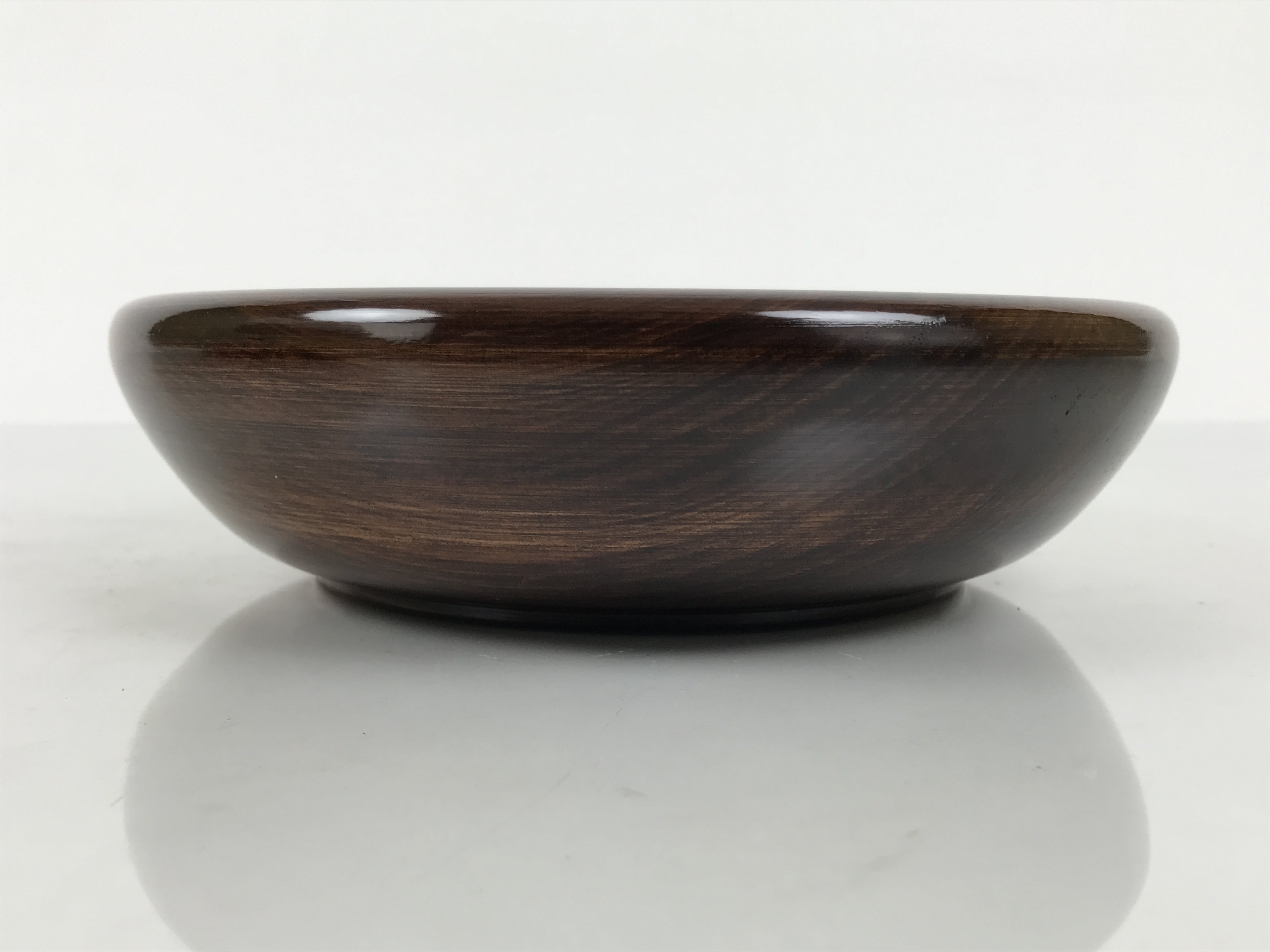 Japanese Lacquered Wooden Kashiki Snack Bowl Vtg Kashibachi Brown Grain LWB181