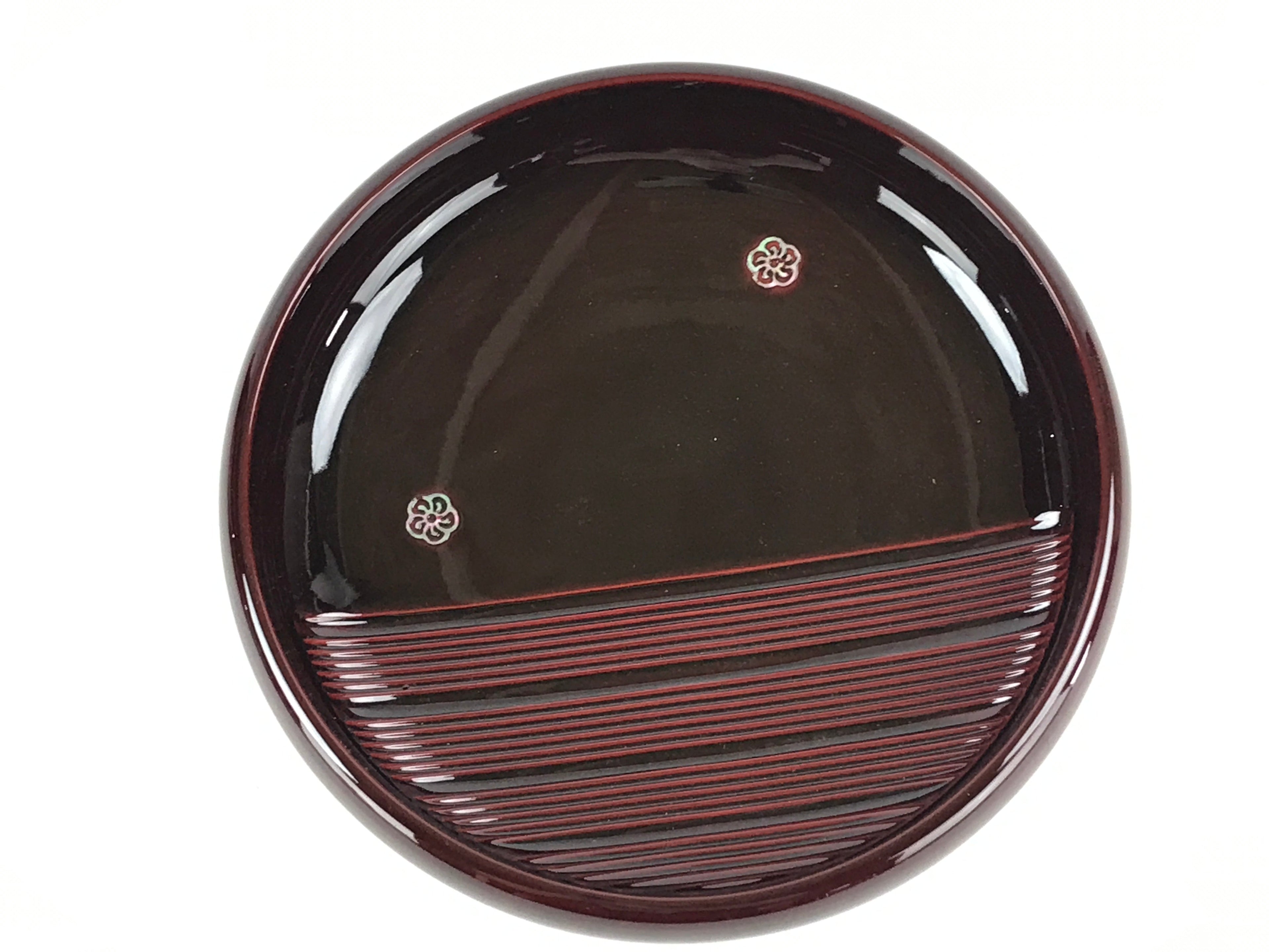 Japanese Lacquered Wooden Kashiki Snack Bowl Vtg Raden Flowers Kashibachi L13