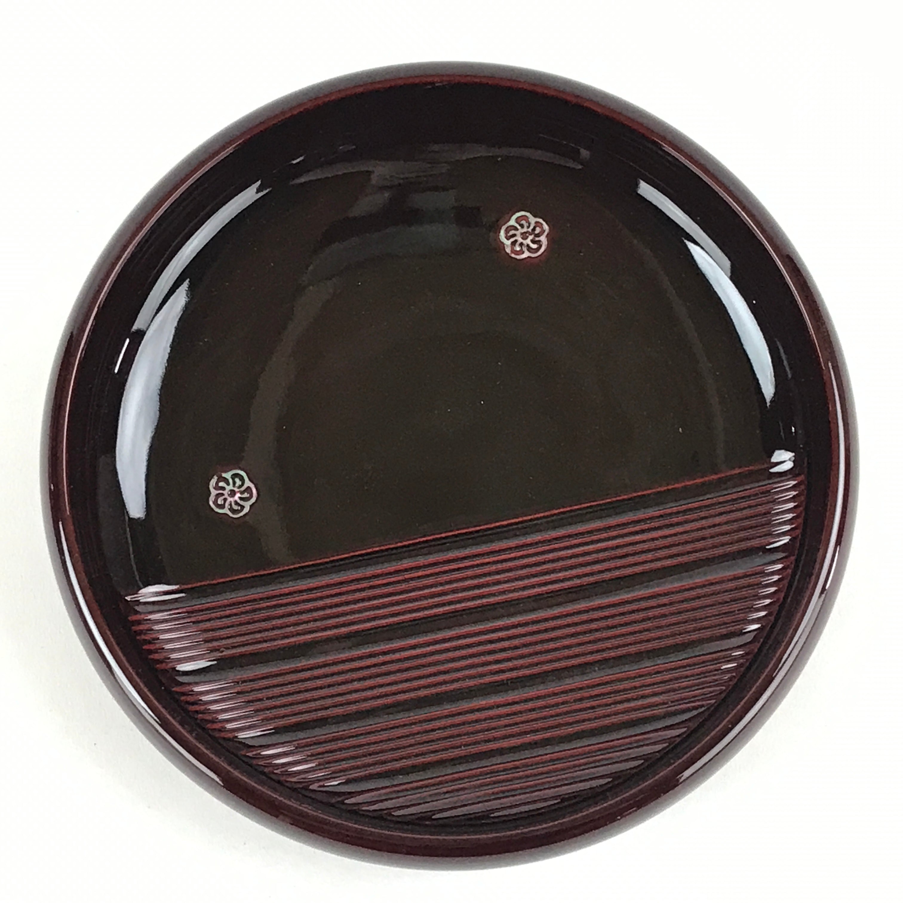 Japanese Lacquered Wooden Kashiki Snack Bowl Vtg Raden Flowers Kashibachi L13