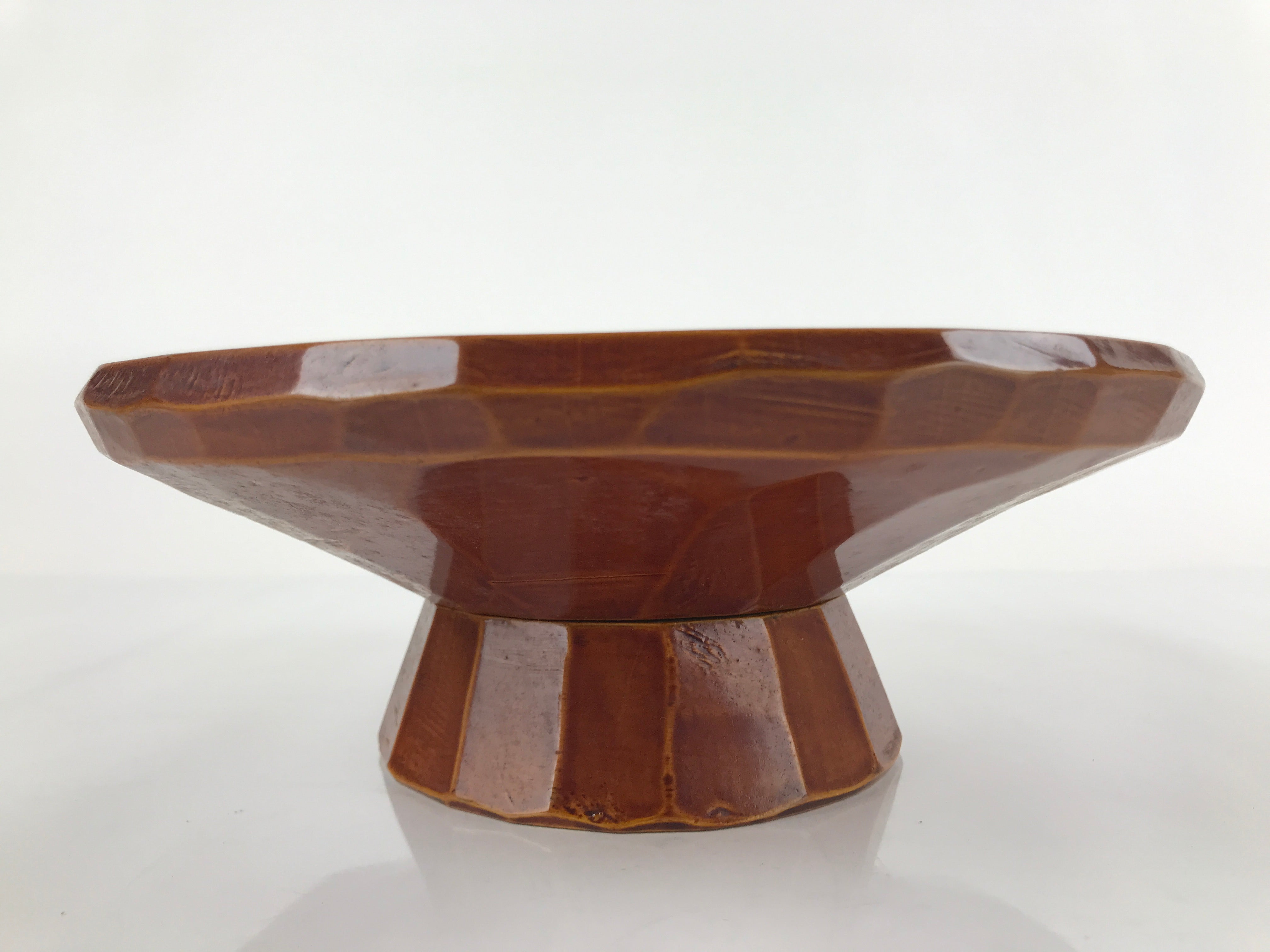 Japanese Lacquered Wooden Kashiki Snack Bowl Vtg Shunkei-Nuri Kashibachi L145