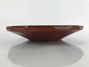 Japanese Lacquered Wooden Kashiki Snack Bowl Vtg Shunkei-Nuri Kashibachi L146