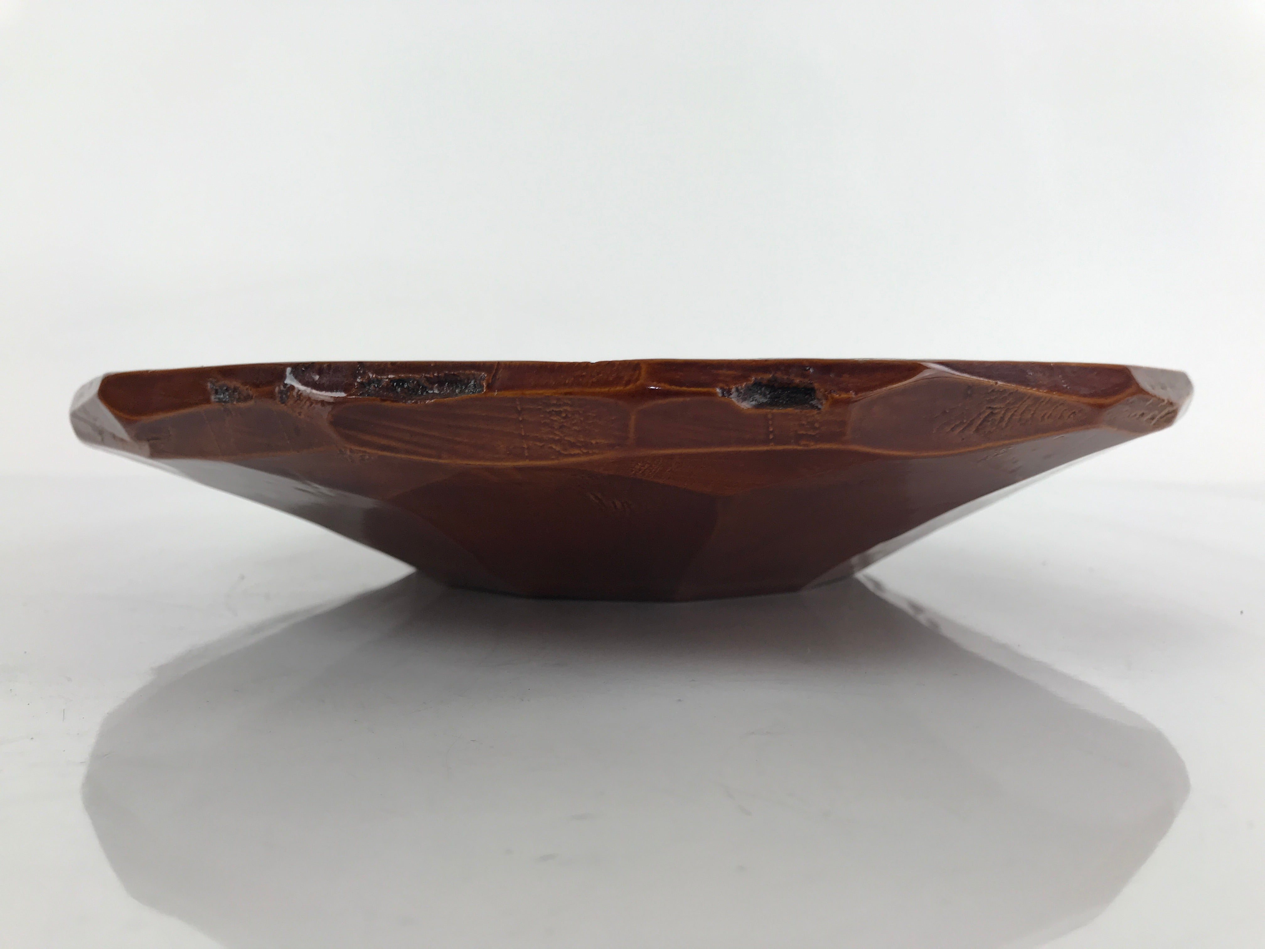 Japanese Lacquered Wooden Kashiki Snack Bowl Vtg Shunkei-Nuri Kashibachi L146