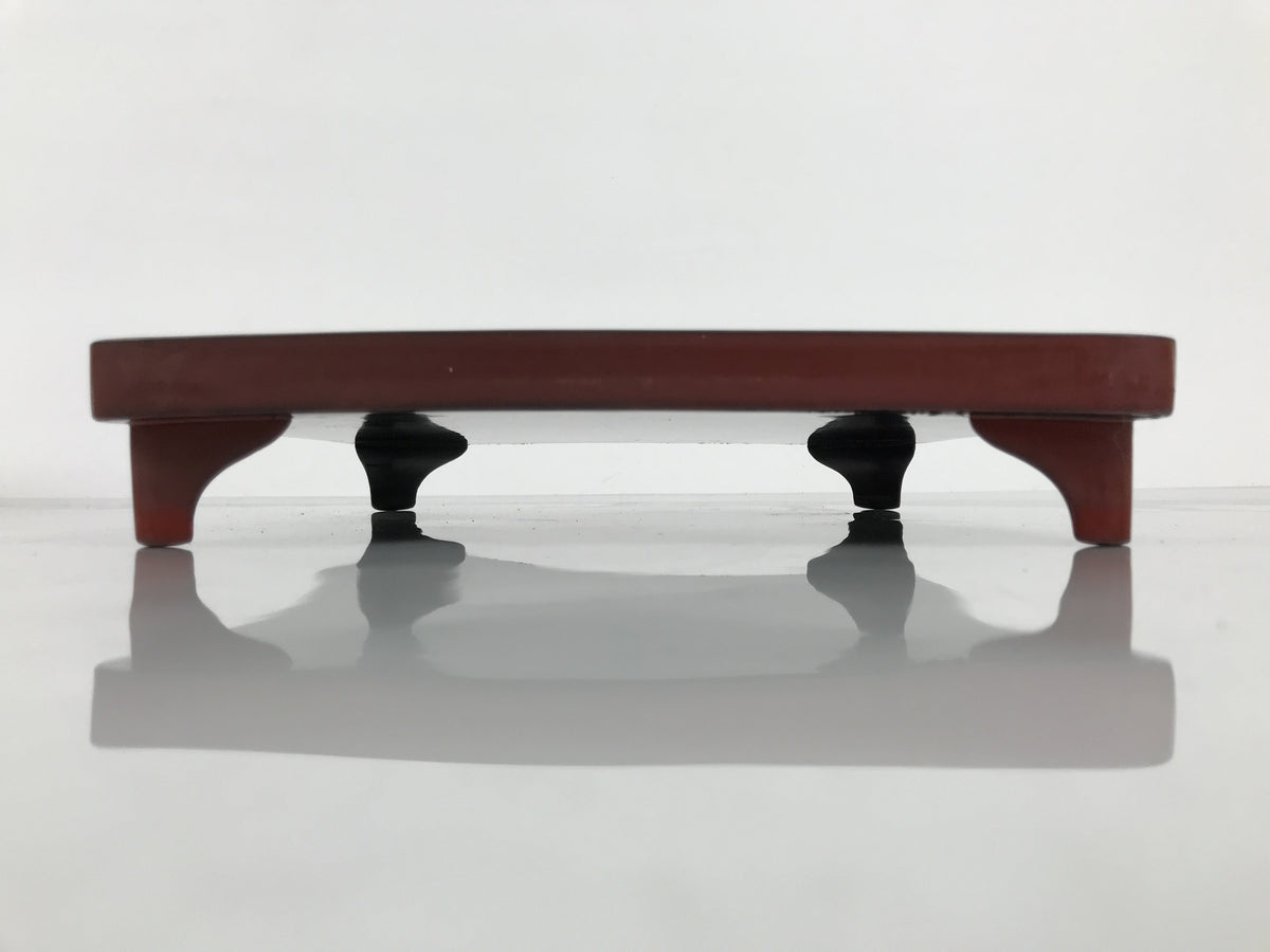 Japanese Lacquered Wooden Legged Ozen Table Vtg Meal Serving Tray Red Gold L560
