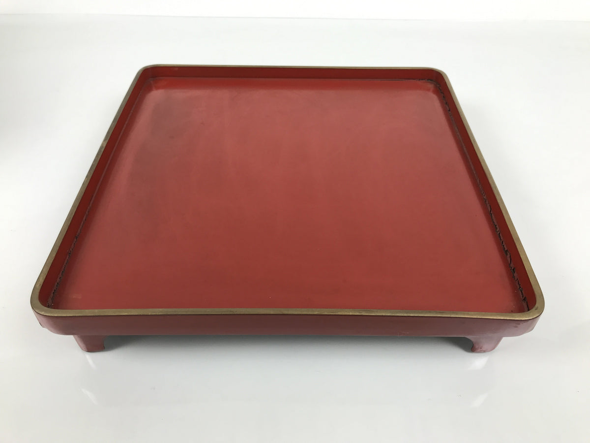 Japanese Lacquered Wooden Legged Ozen Table Vtg Meal Serving Tray Red Gold L560