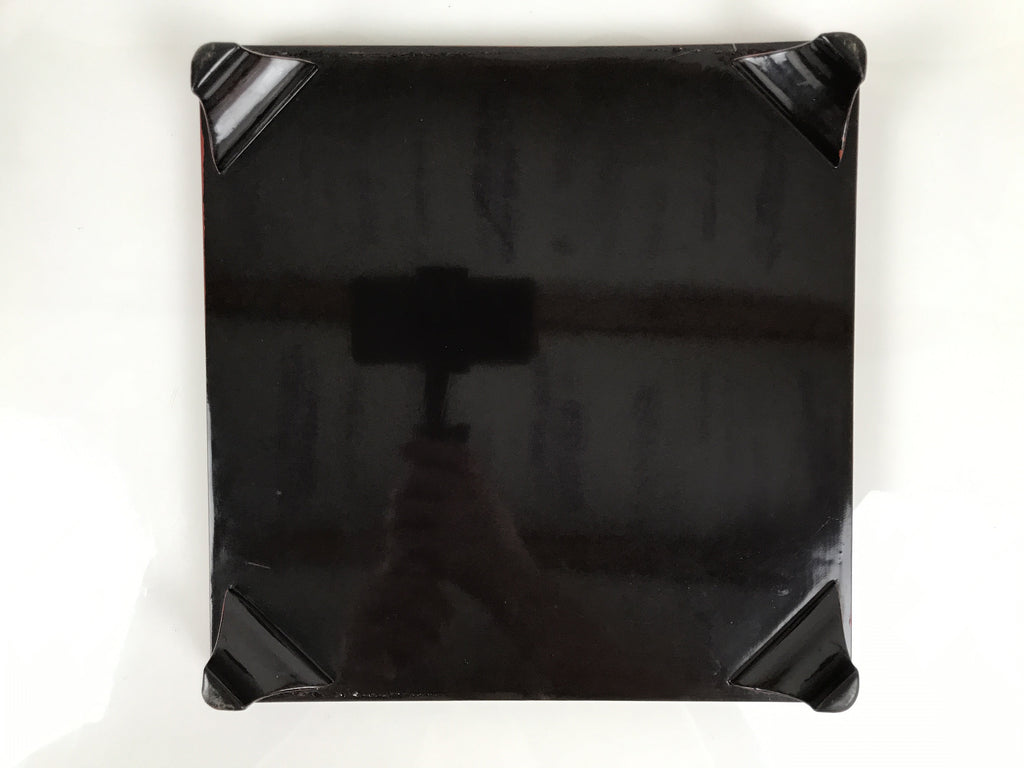 Japanese Lacquered Wooden Legged Ozen Table Vtg Meal Serving Tray Red Gold L560