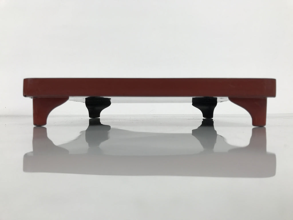Japanese Lacquered Wooden Legged Ozen Table Vtg Meal Serving Tray Red Gold L560