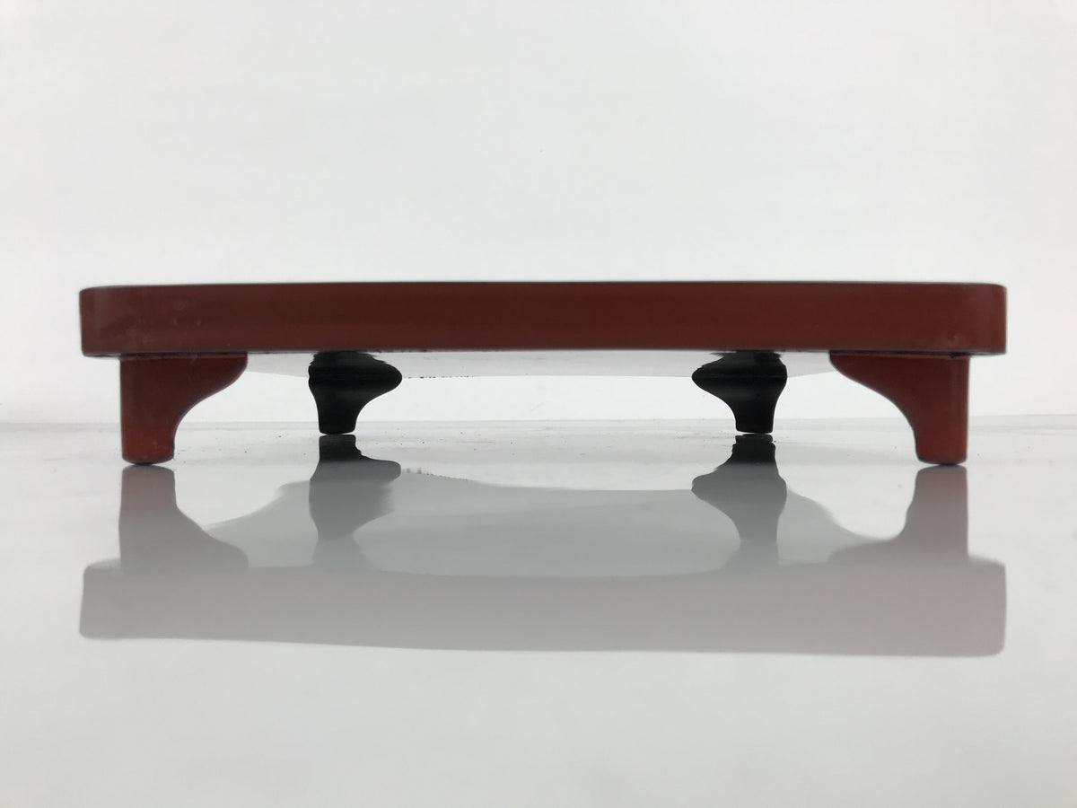 Japanese Lacquered Wooden Legged Ozen Table Vtg Meal Serving Tray Red Gold L560