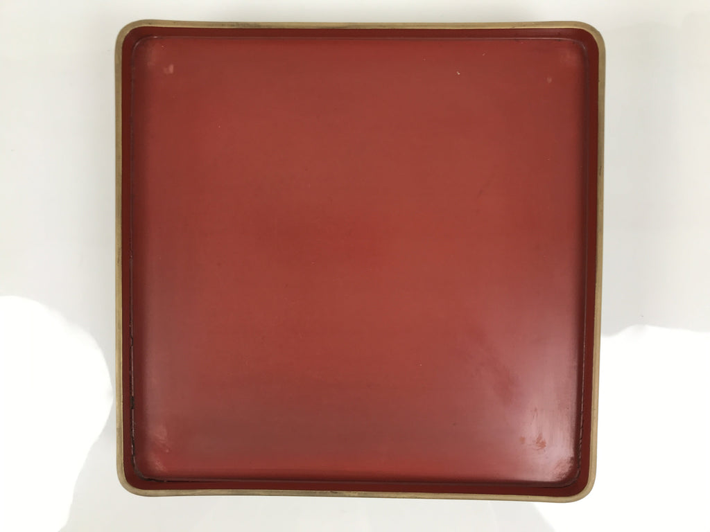 Japanese Lacquered Wooden Legged Ozen Table Vtg Meal Serving Tray Red Gold L561