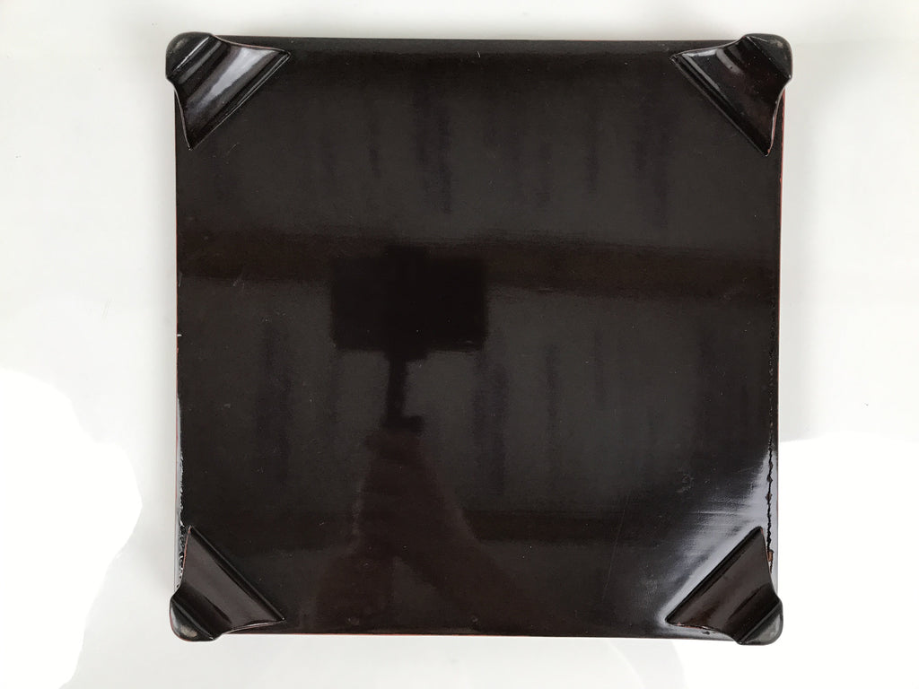 Japanese Lacquered Wooden Legged Ozen Table Vtg Meal Serving Tray Red Gold L561