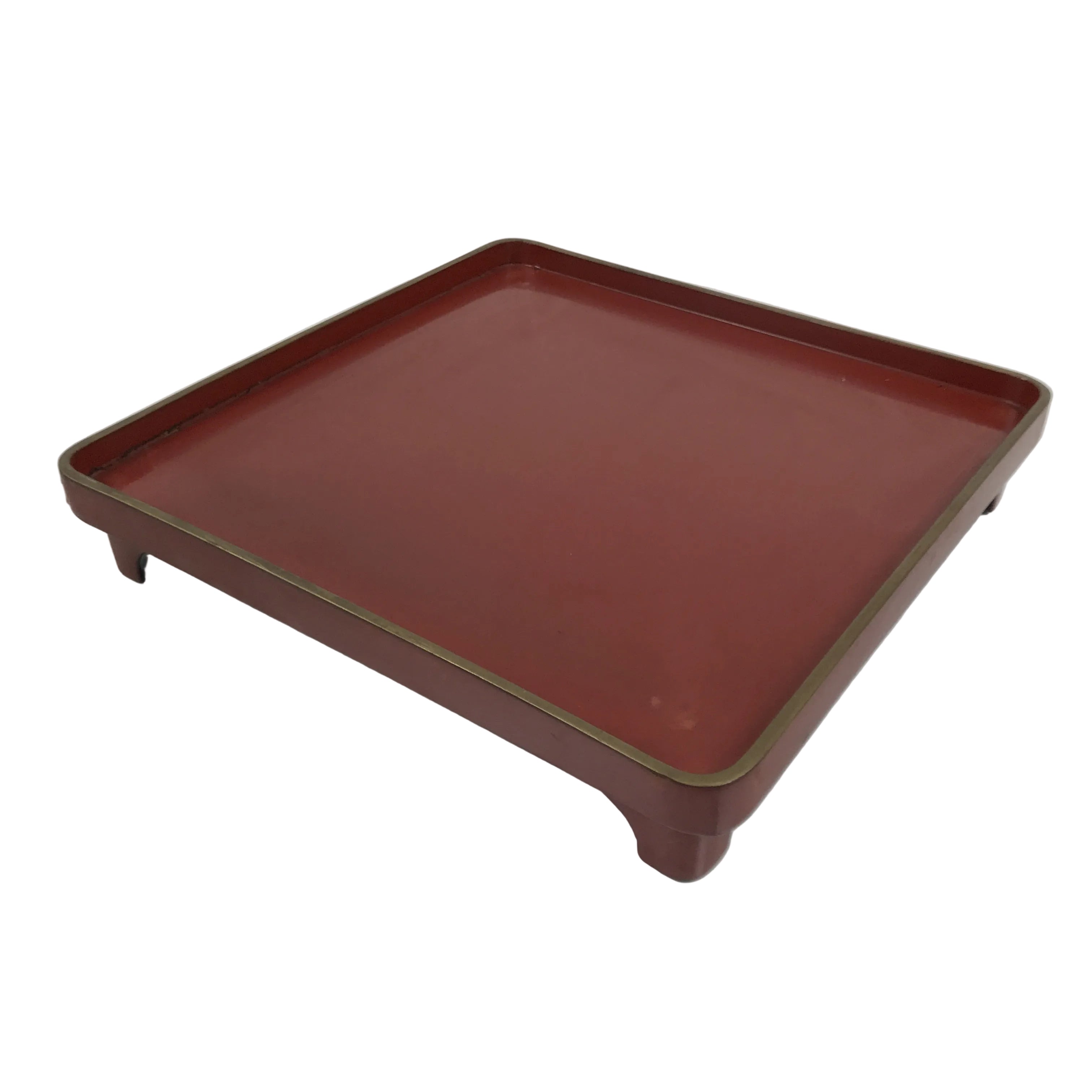 Japanese Lacquered Wooden Legged Ozen Table Vtg Meal Serving Tray Red Gold L561
