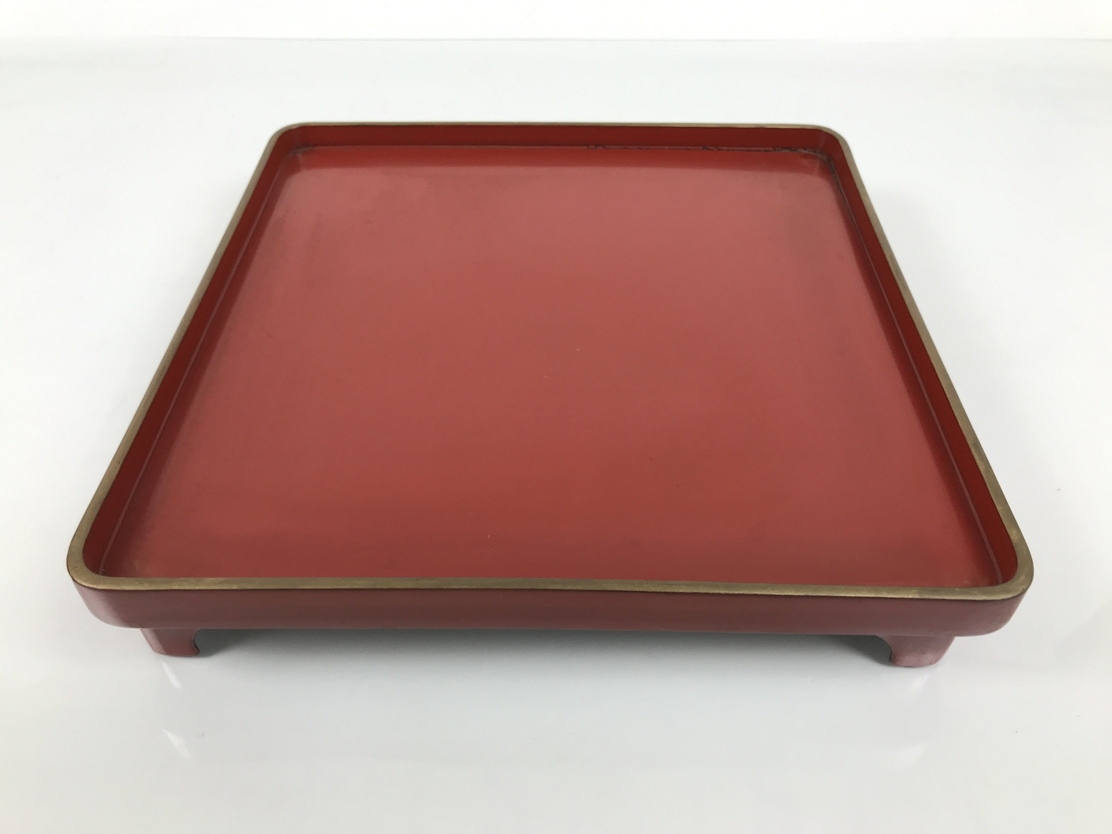 Japanese Lacquered Wooden Legged Ozen Table Vtg Meal Serving Tray Red Gold L562
