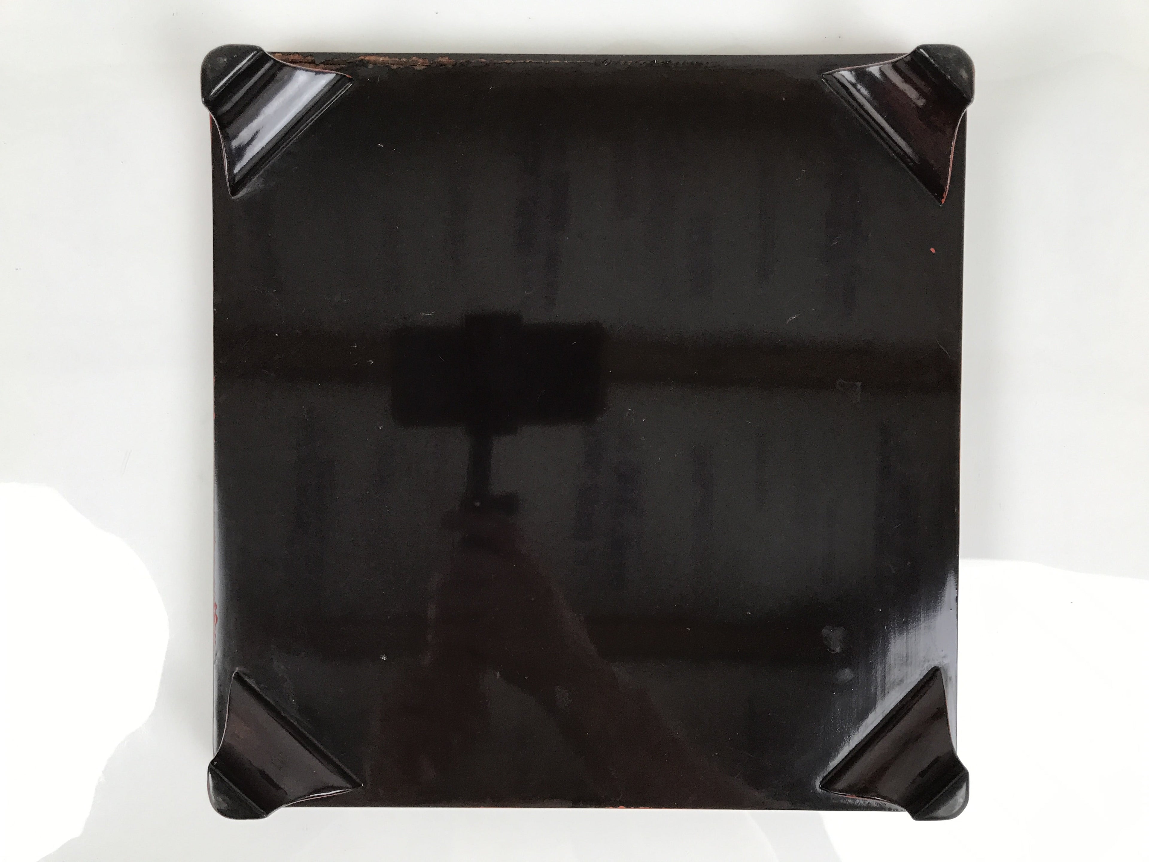 Japanese Lacquered Wooden Legged Ozen Table Vtg Meal Serving Tray Red Gold L562