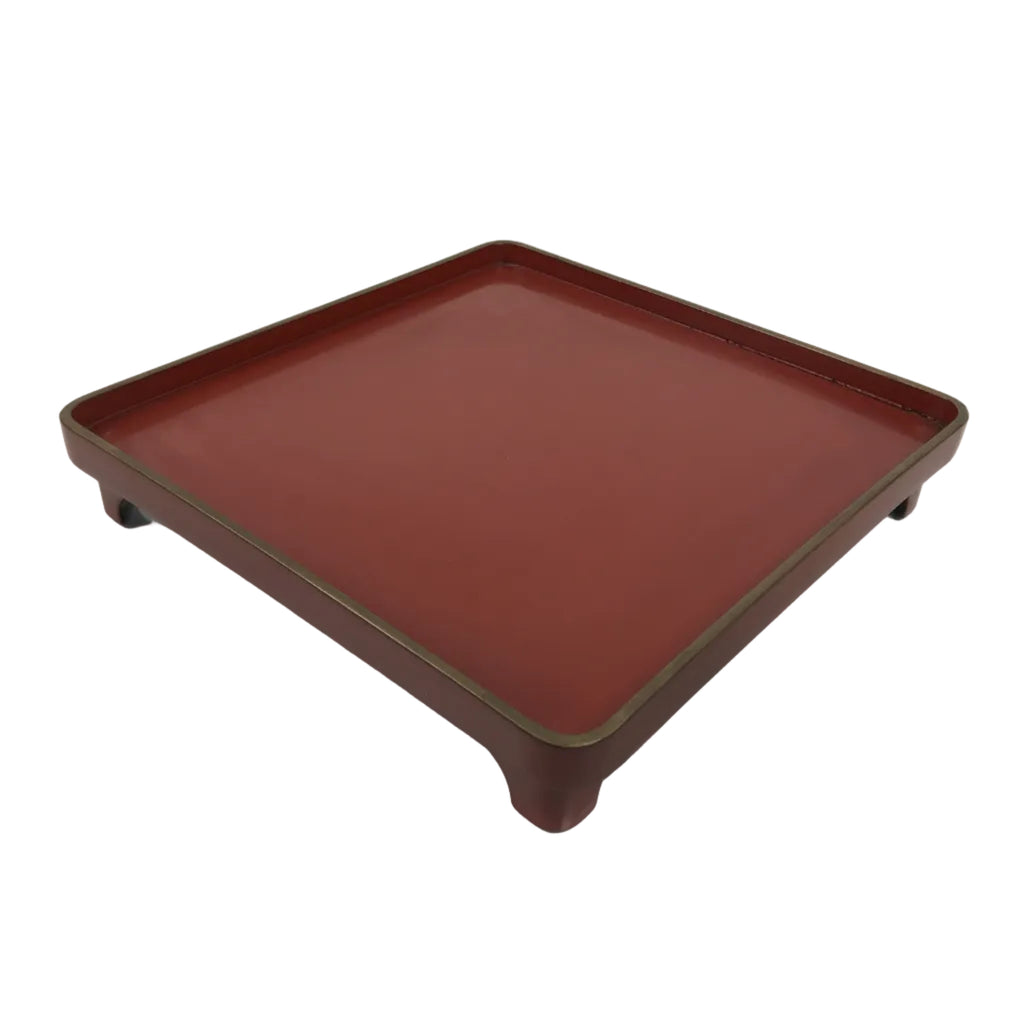 Japanese Lacquered Wooden Legged Ozen Table Vtg Meal Serving Tray Red Gold L562