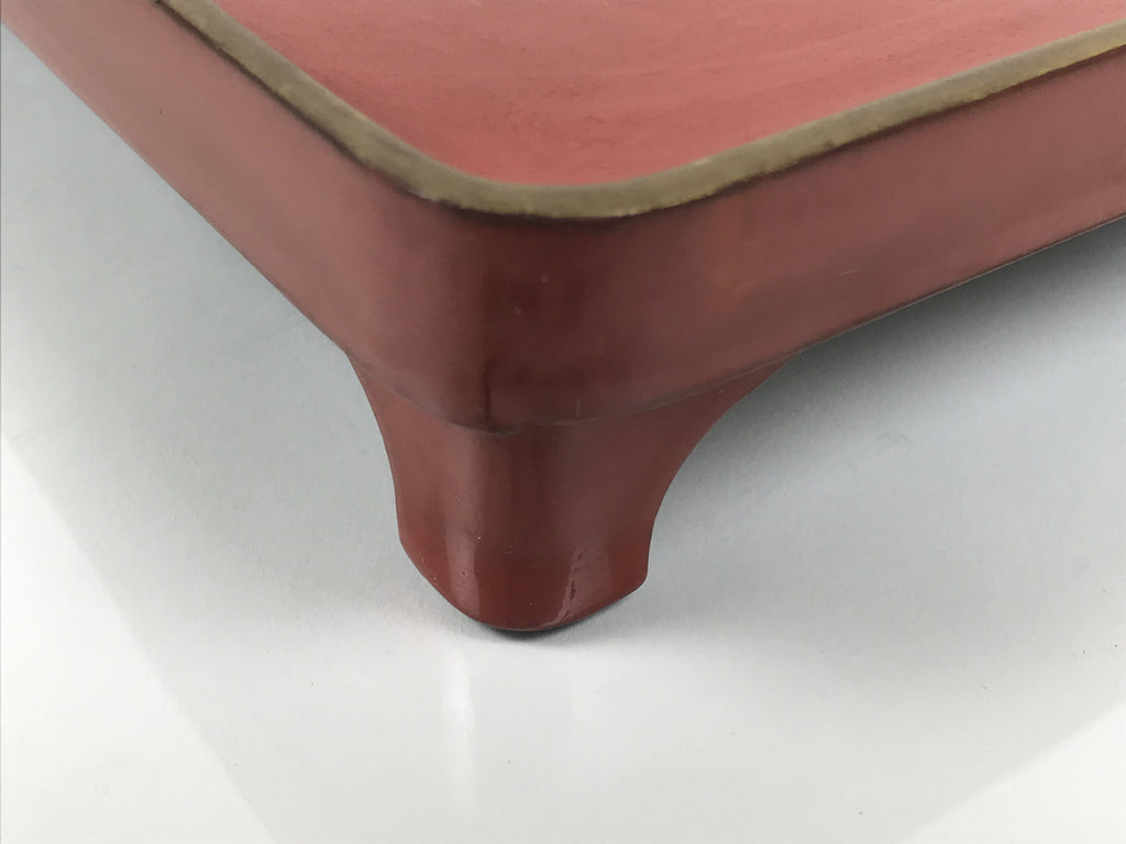 Japanese Lacquered Wooden Legged Ozen Table Vtg Meal Serving Tray Red Gold L563