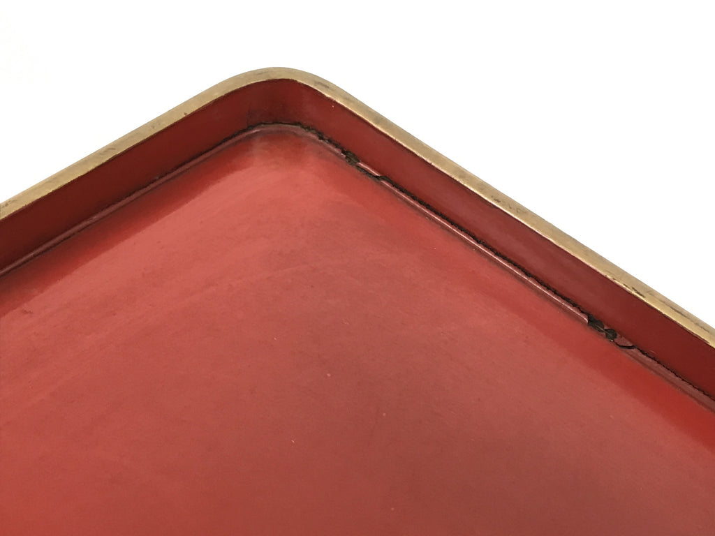 Japanese Lacquered Wooden Legged Ozen Table Vtg Meal Serving Tray Red Gold L563