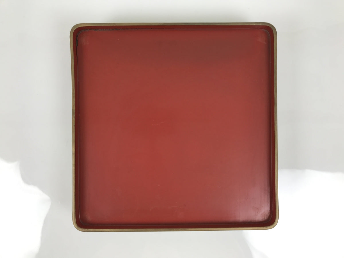 Japanese Lacquered Wooden Legged Ozen Table Vtg Meal Serving Tray Red Gold L564