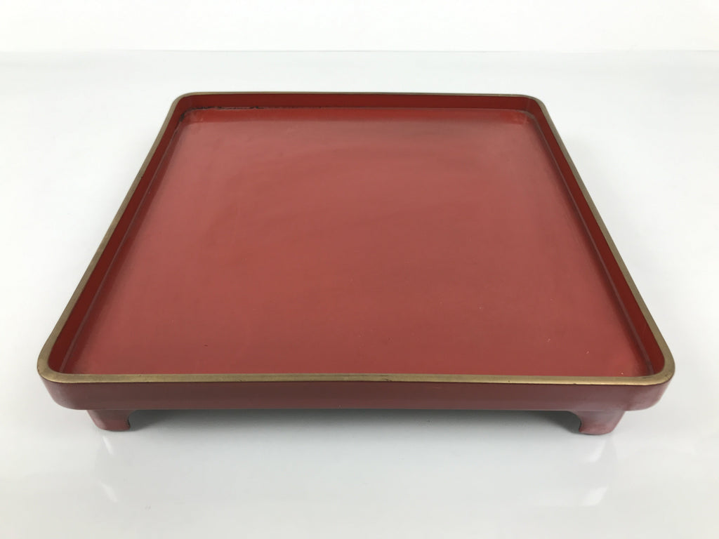 Japanese Lacquered Wooden Legged Ozen Table Vtg Meal Serving Tray Red Gold L564