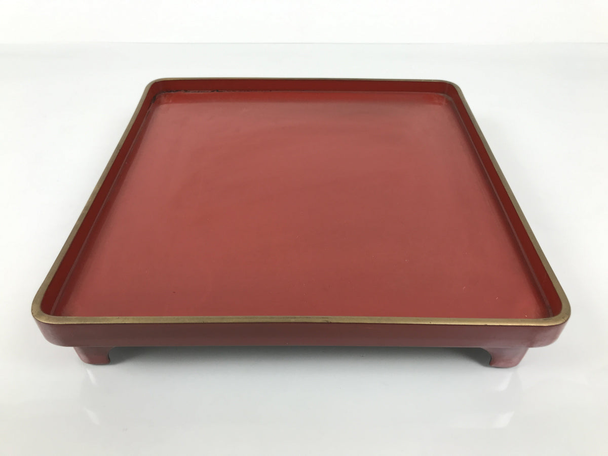 Japanese Lacquered Wooden Legged Ozen Table Vtg Meal Serving Tray Red Gold L564