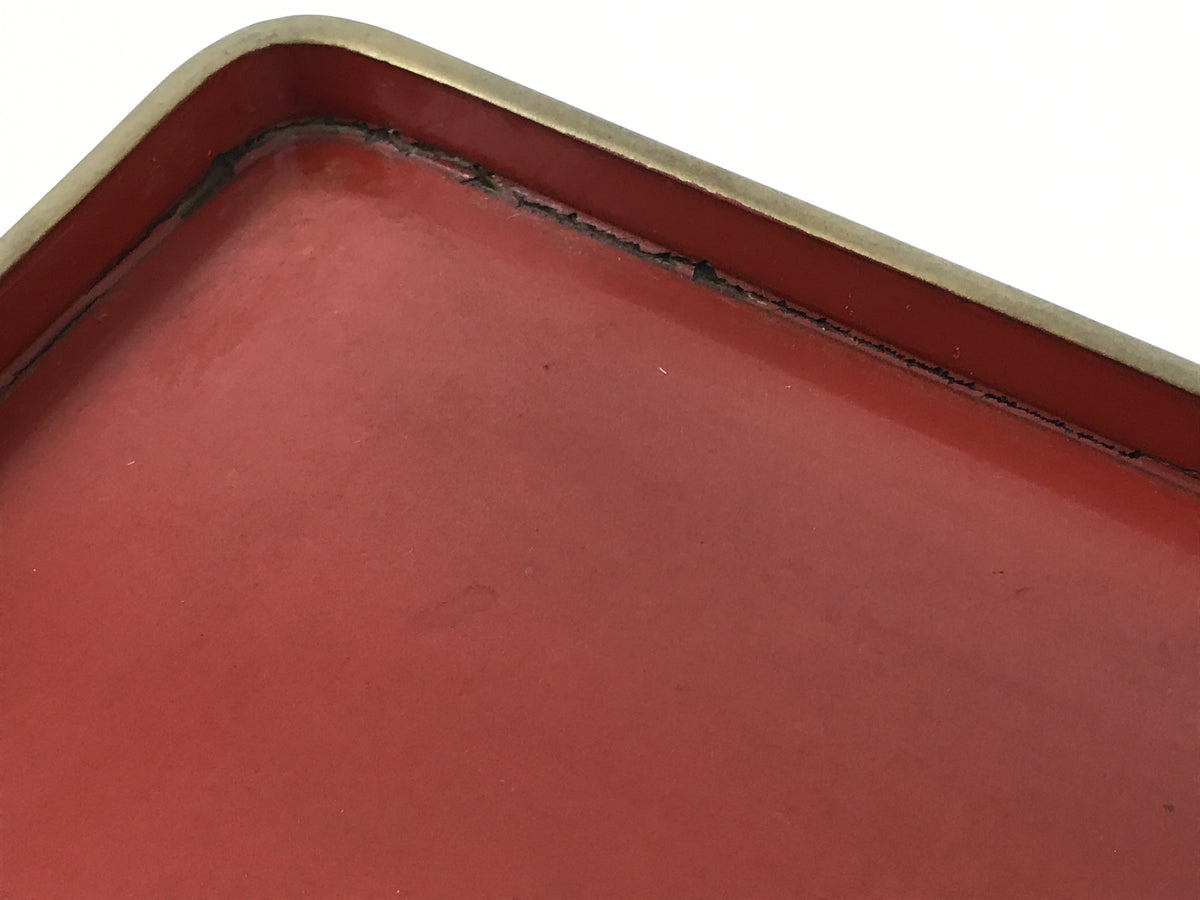 Japanese Lacquered Wooden Legged Ozen Table Vtg Meal Serving Tray Red Gold L564