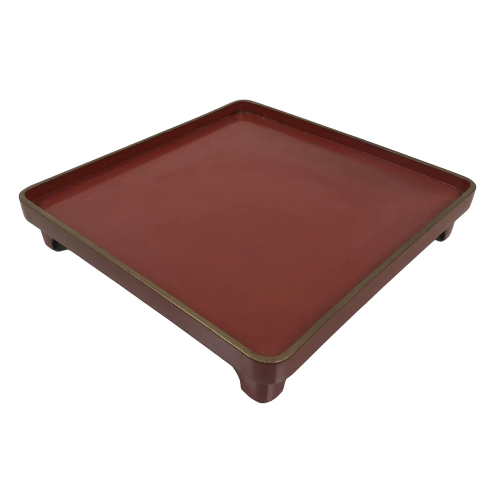 Japanese Lacquered Wooden Legged Ozen Table Vtg Meal Serving Tray Red Gold L564