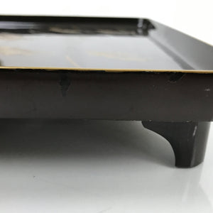 Japanese Lacquered Wooden Legged Table Vtg Ozen Serving Tray Makie Birds L364