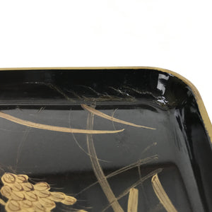 Japanese Lacquered Wooden Legged Table Vtg Ozen Serving Tray Makie Birds L367