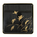 Japanese Lacquered Wooden Legged Table Vtg Ozen Serving Tray Makie Birds L369