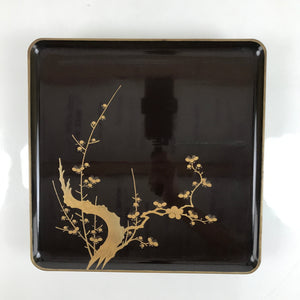 Japanese Lacquered Wooden Legged Table Vtg Ozen Serving Tray Makie Plum L362