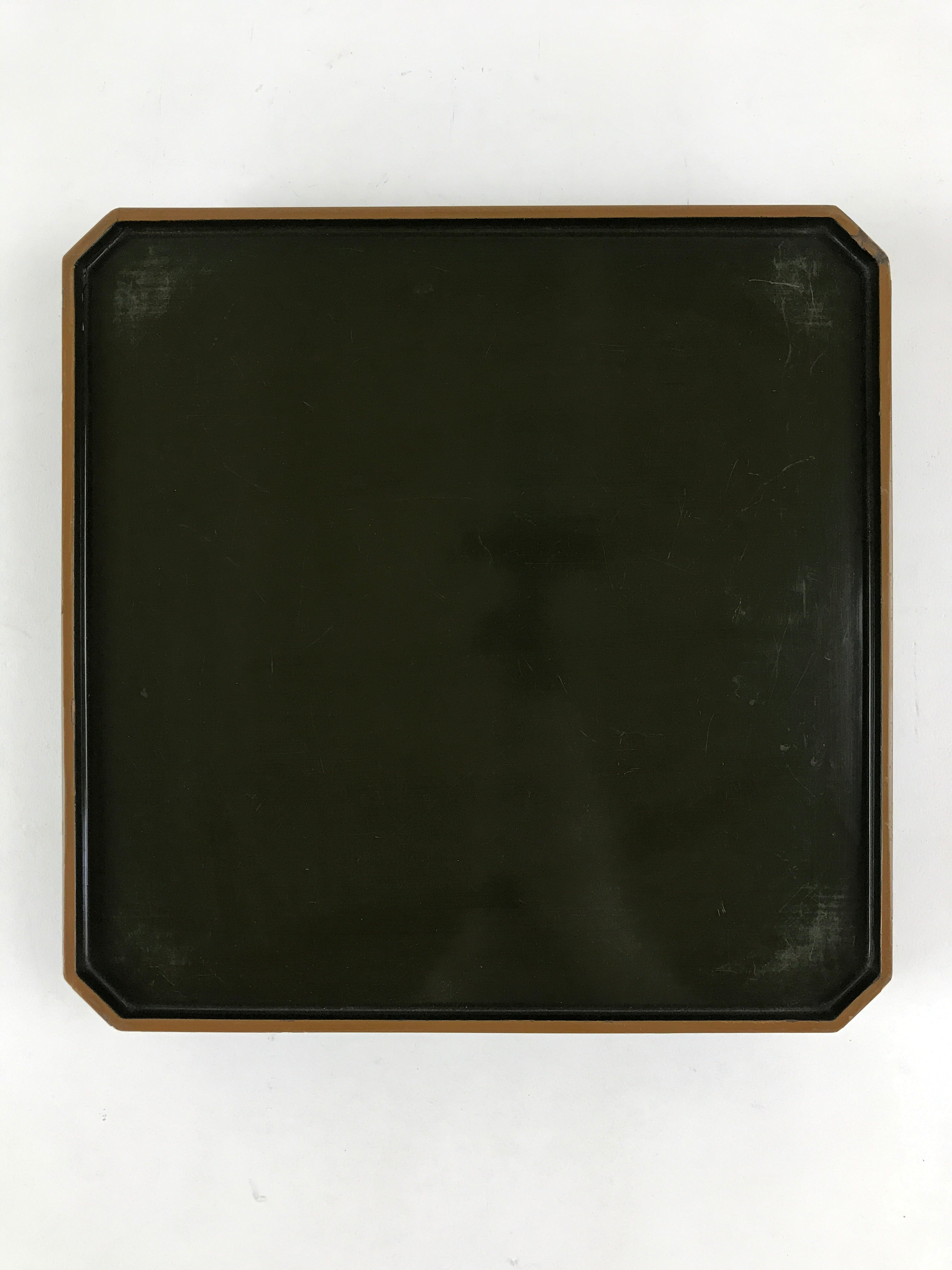 Japanese Lacquered Wooden Legged Tray Table Vtg Square Ozen Black Brown UR984