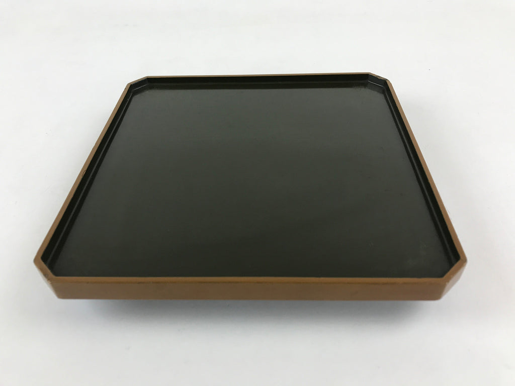 Japanese Lacquered Wooden Legged Tray Table Vtg Square Ozen Black Brown UR984
