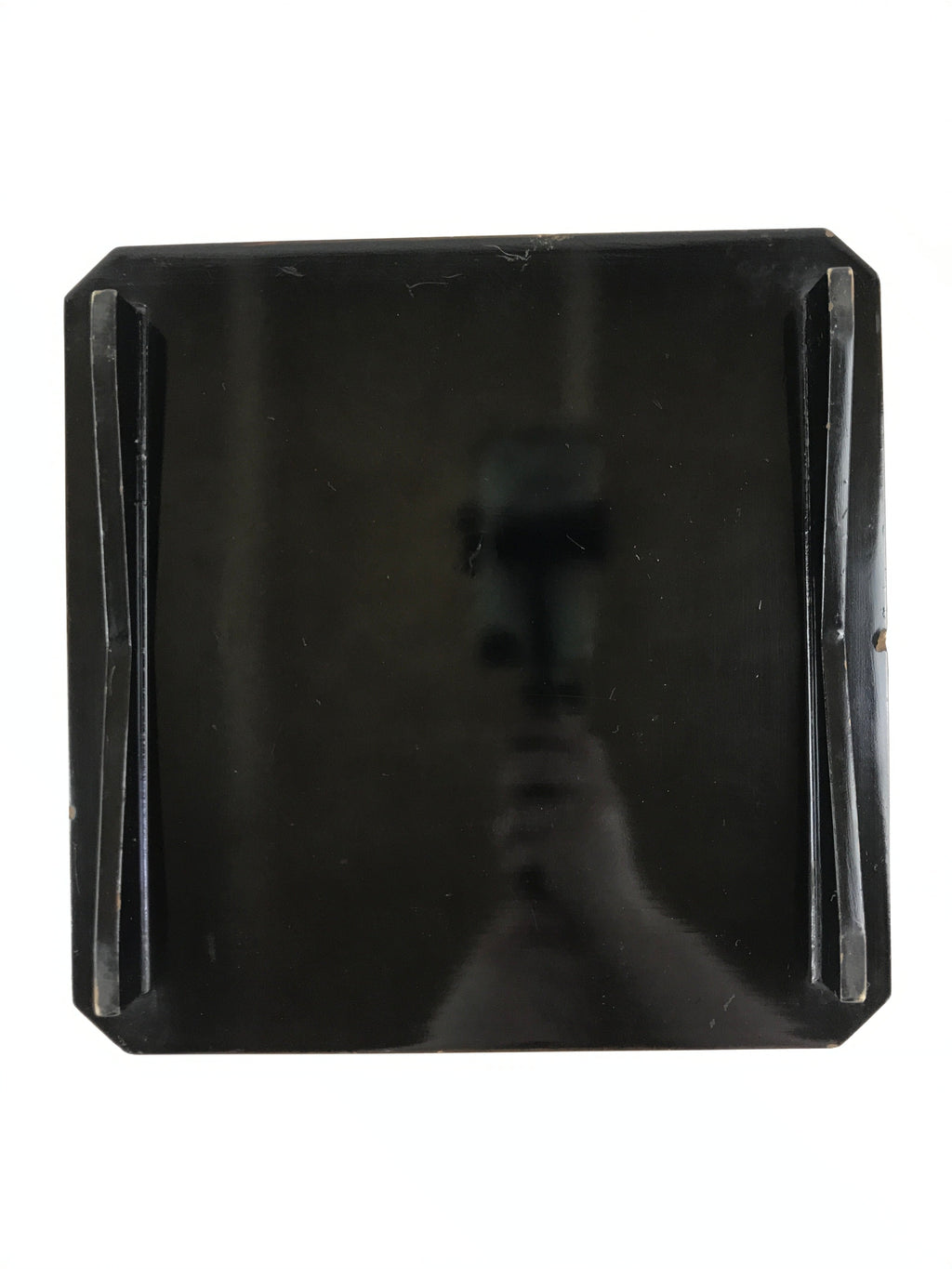 Japanese Lacquered Wooden Legged Tray Table Vtg Square Ozen Black Brown UR984