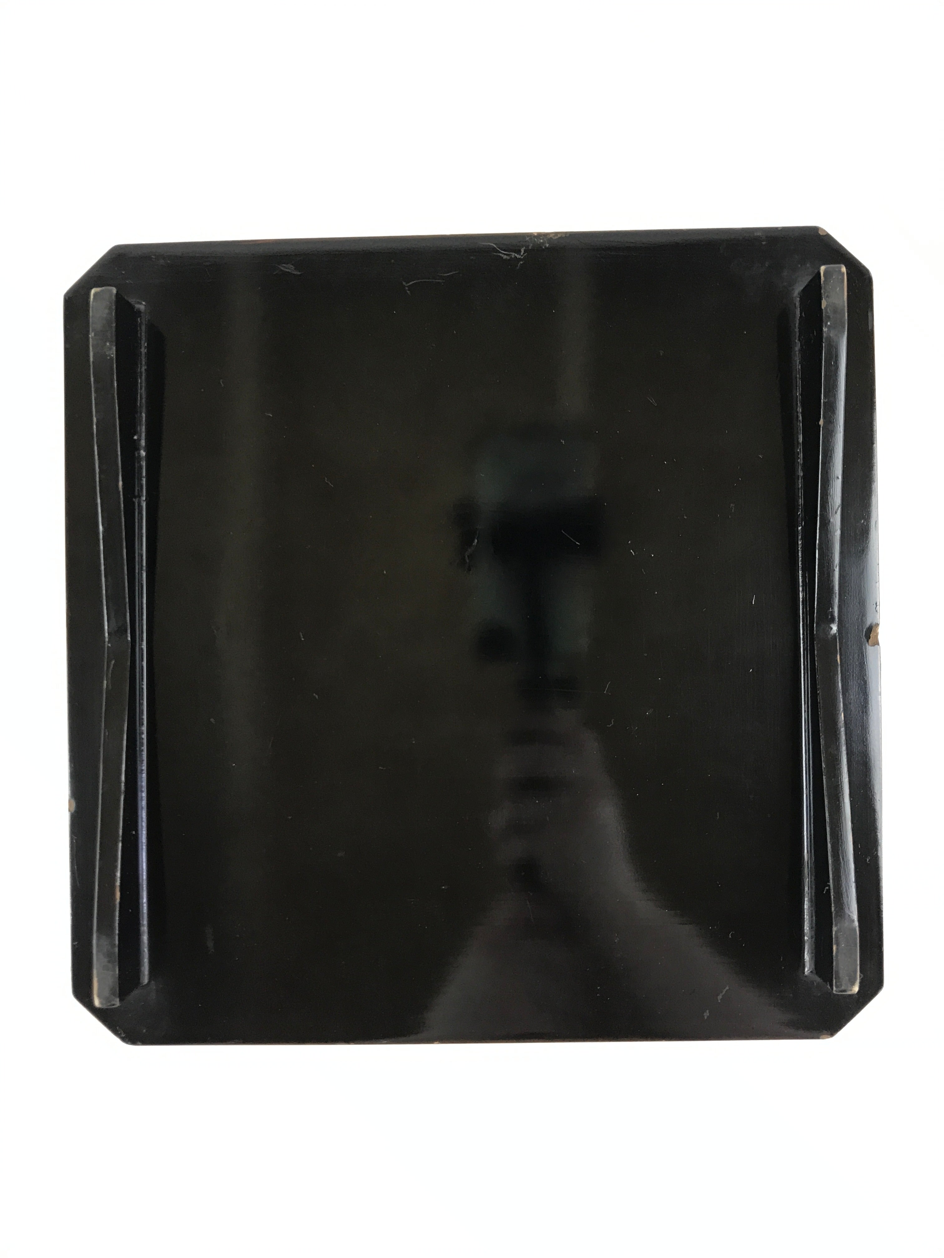 Japanese Lacquered Wooden Legged Tray Table Vtg Square Ozen Black Brown UR984