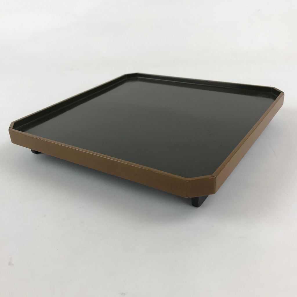 Japanese Lacquered Wooden Legged Tray Table Vtg Square Ozen Black Brown UR984