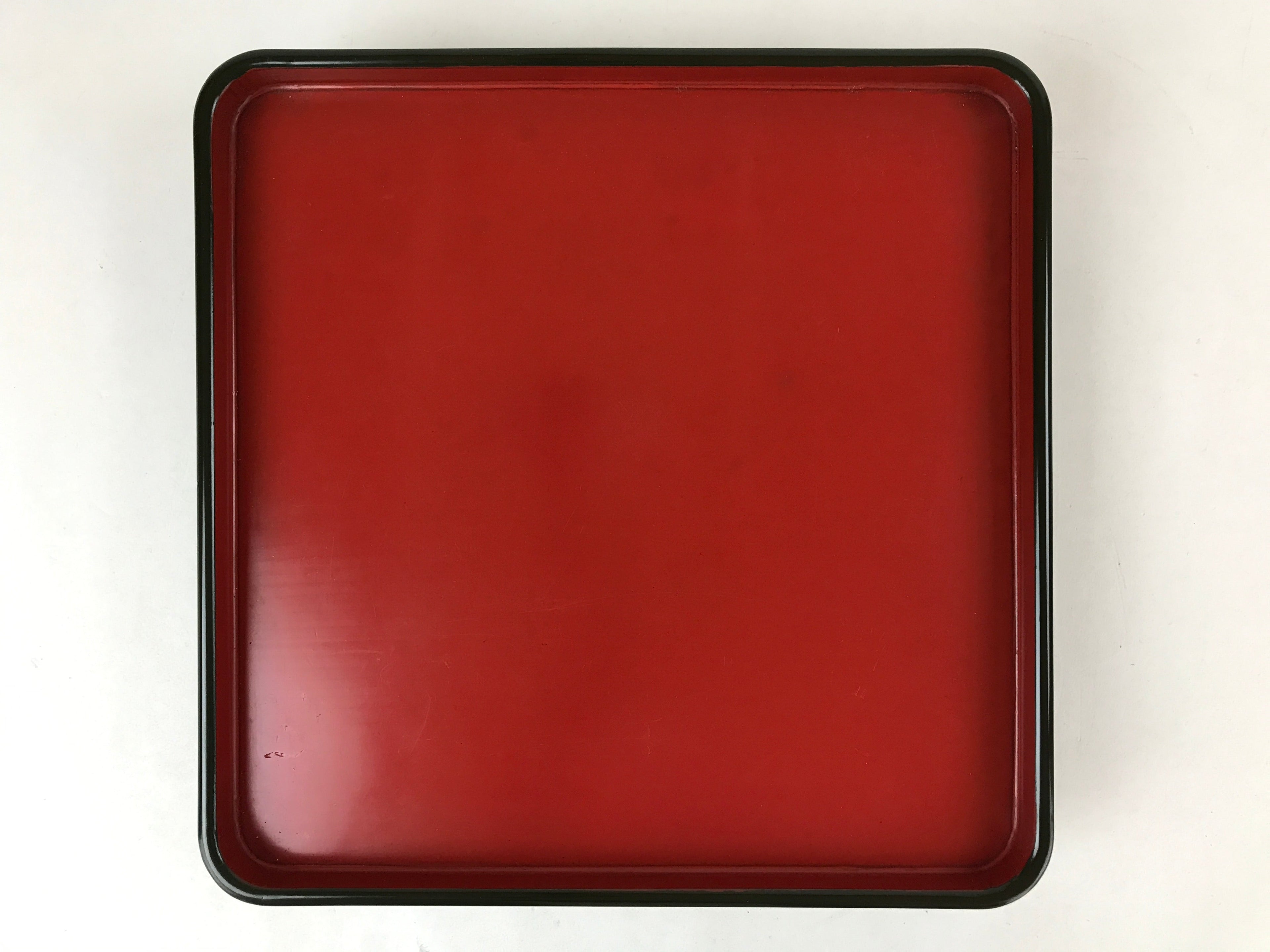 Japanese Lacquered Wooden Legged Tray Table Vtg Square Ozen Black Red L104